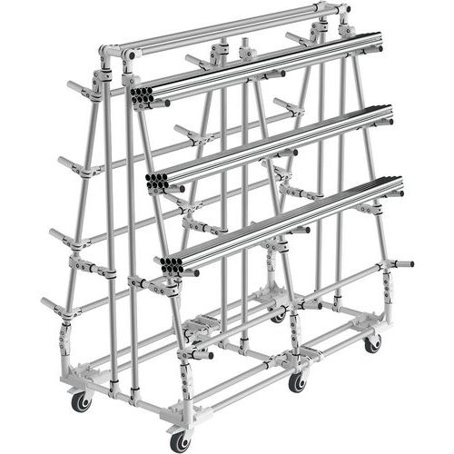 Mini-rack Cantilever mobiel, Hoogte: 1620 mm, Aantal verdiepingen: 4, Type element: Zelfstandig