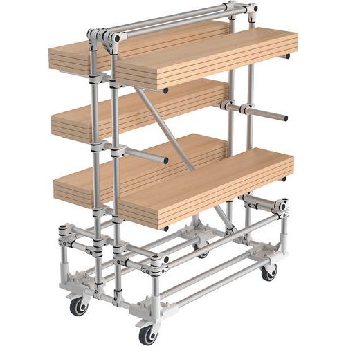 Mini-rack Cantilever mobiel, Hoogte: 1375 mm, Aantal verdiepingen: 4, Type element: Zelfstandig