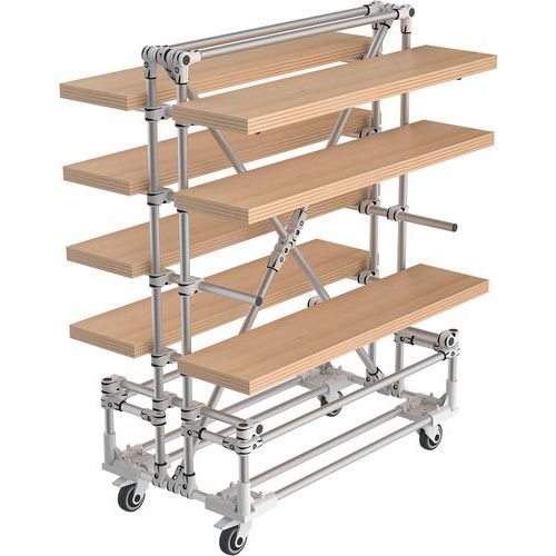 Mini-rack Cantilever mobiel, Hoogte: 1500 mm, Aantal verdiepingen: 5, Type element: Zelfstandig