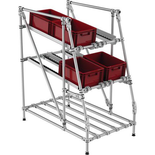 Mini-rack picken met rollen, Max. belasting per niveau: 115 kg, Lean Management: ja, Hoogte: 1380 mm