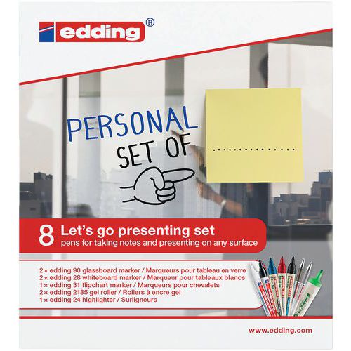 Schrijfset voor vergaderingen geschikt voor whiteboard en flipover - Edding