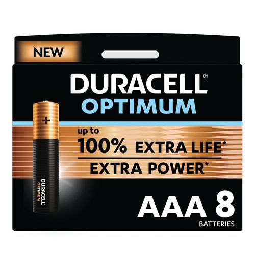 Pile Alcaline Optimum AAA - 8 unités - Duracell