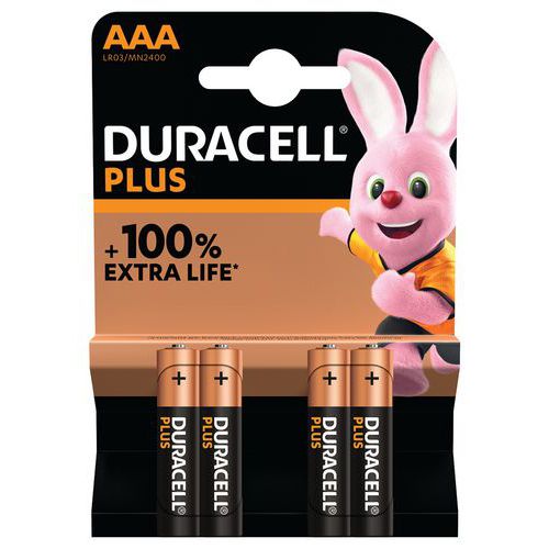 Alkalinebatterij AAA Plus 100% - 4 - 8 of 12 eenheden - Duracell