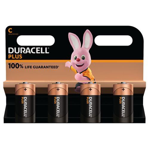 Pile Alcaline C Plus 100 % - 4 unités - Duracell