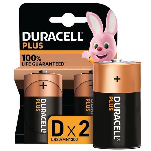 Alkalinebatterij D plus 100% - 2 of 4 eenheden - Duracell