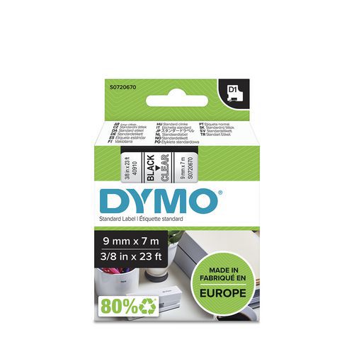 Labelcassette D1 breedte 9 mm - Dymo