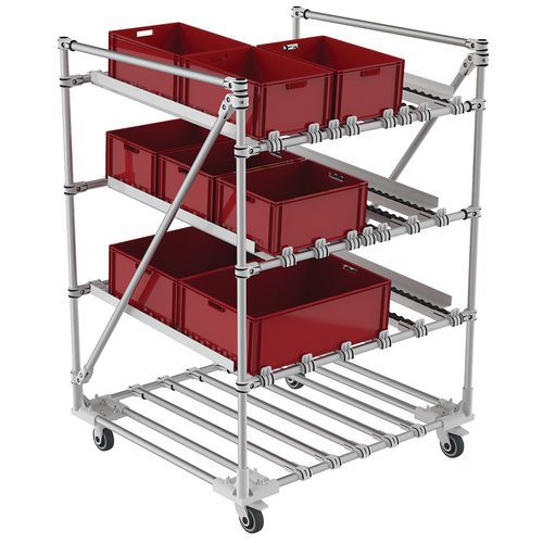 Wagen voor orderpicken Flowrack met opslag - Trilogiq