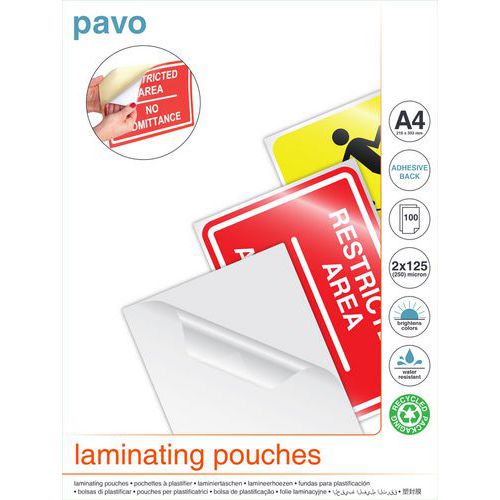 Lamineerhoes A4 met zelfklevende achterkant - Pavo