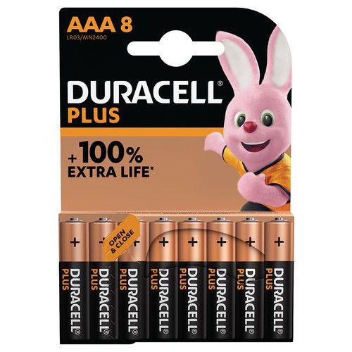 Alkalinebatterij AAA Plus 100% - 4 - 8 of 12 eenheden - Duracell