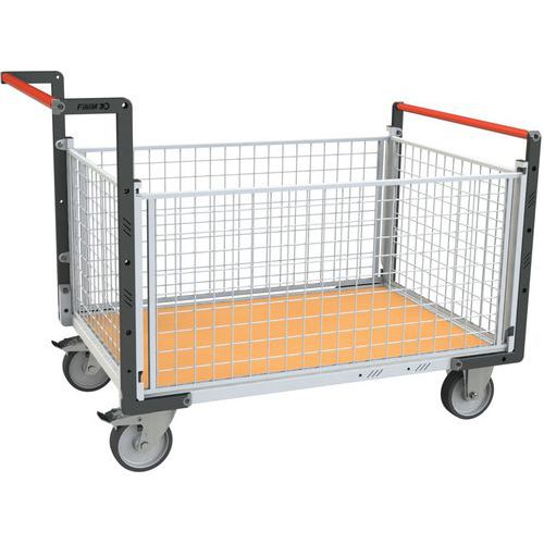 Plateauwagen rechthoek wiel met 3 gaaswanden 1075 mm 500 kg - Fimm