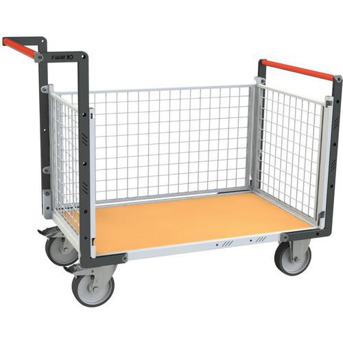 Plateauwagen rechthoek wiel met 3 gaaswanden 1075 mm 500 kg - Fimm