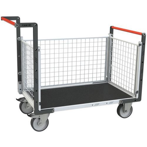 Plateauwagen rechthoek wiel met 3 gaaswanden 1075 mm 500 kg - Fimm