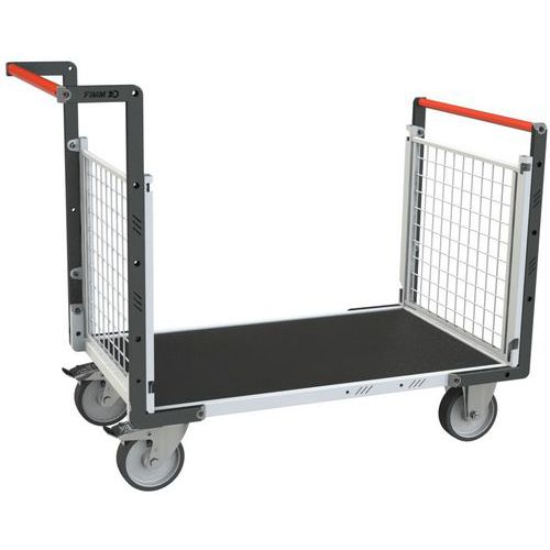 Plateauwagen rechthoek wiel met 3 gaaswanden 1075 mm 500 kg - Fimm