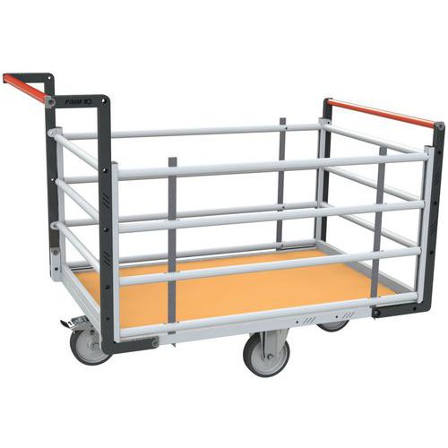 Platformwagen buisvormig ruitvorm wiel 2 rugleuning + zijpaneel - Fimm