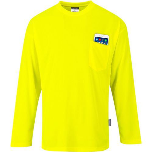 T-shirt Day-Vis manches longues à poche jaune - Portwest