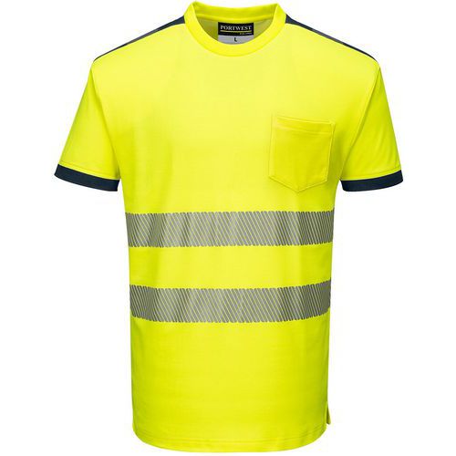 T-shirt Korte Mouw PW3 Hi-Vis Vision Blauw/geel T181 Portwest