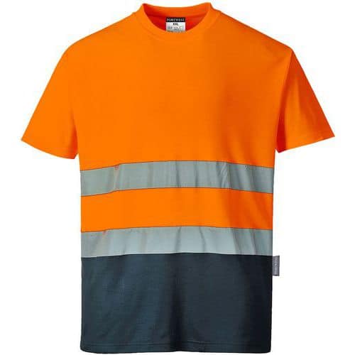 T-shirt Comfort Katoen Tweekleuren Blauw/oranje S173 Portwest