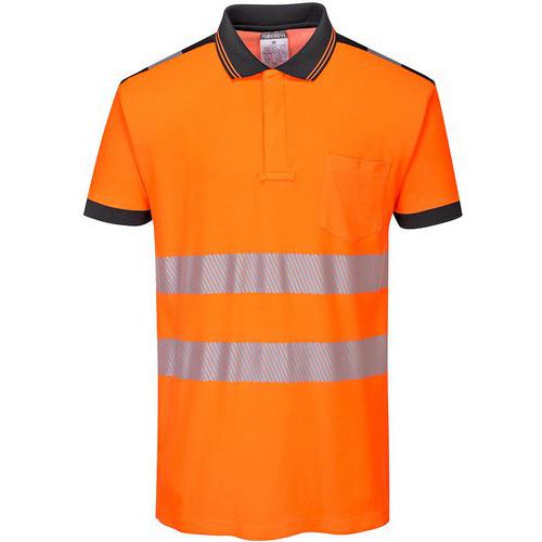 Poloshirt Korte Mouw PW3 Hi-Vis Zwart/oranje T180 Portwest