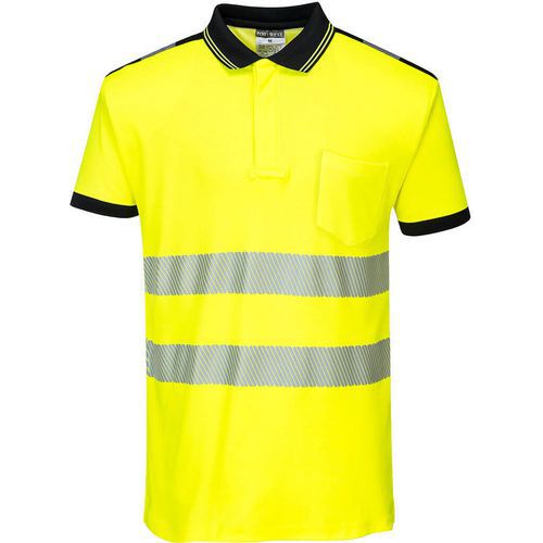 Poloshirt Korte Mouw PW3 Hi-Vis Zwart/geel T180 Portwest