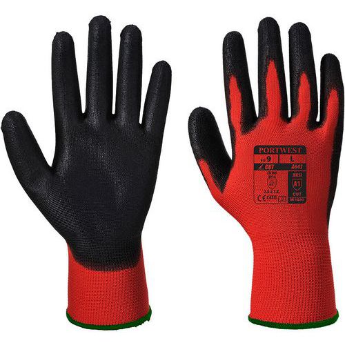 Handschoen PU Rood/zwart A641 Portwest