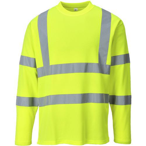 T-shirt lange mouwen Hi-Vis Geel Portwest, Materiaal: Katoen en polyester, Kleur: Geel, Maat: M