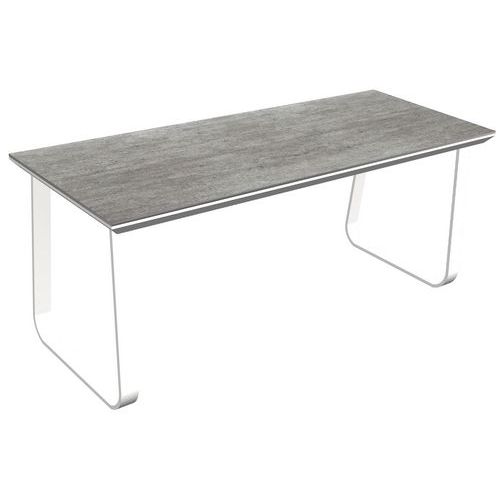 Eettafel Salt Dinner, Vermogen (aantal personen): 6, Onderstel kleur: Wit, Plateau materiaal: Compact beton