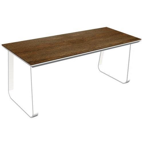 Eettafel Salt Dinner, Vermogen (aantal personen): 6, Onderstel kleur: Wit, Plateau materiaal: Compact roest