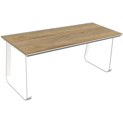 Eettafel Salt Dinner, Vermogen (aantal personen): 6, Onderstel kleur: Wit, Plateau materiaal: Compact eiken