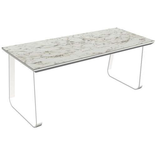 Eettafel Salt Dinner, Vermogen (aantal personen): 6, Onderstel kleur: Wit, Plateau materiaal: Compact marmer