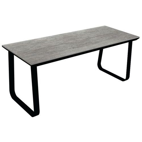 Eettafel Salt Dinner, Vermogen (aantal personen): 6, Onderstel kleur: Zwart, Plateau materiaal: Compact beton