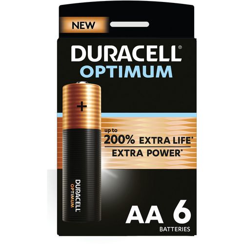 Pile Alcaline Optimum AA - 6 unités - Duracell