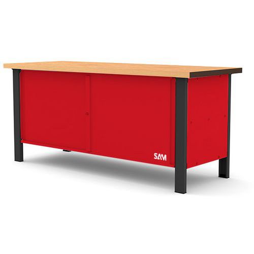 établi fermé avec plateau bois - Sam