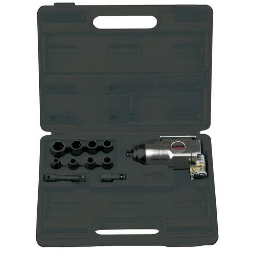 Slagmoersleutel 3/8 inch in koffer met accessoires Rodac