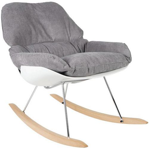 Fauteuil Lazy wit/grijs, Type voet: Stoeldoppen, Materiaal: Beuk, Gebruik van de stoel: Ontspanningsruimte
