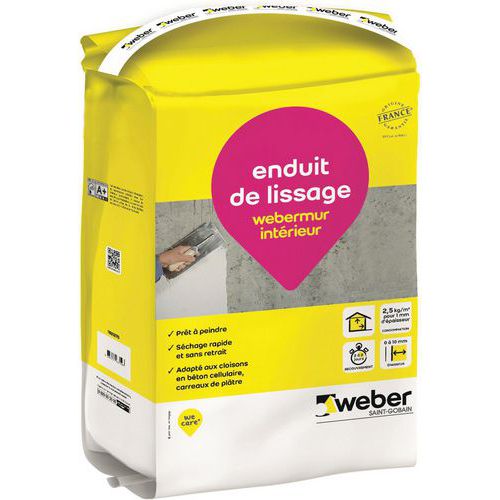 Enduit de lissage mur intérieur - 4 kg - Weber