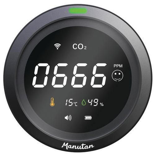 Luchtkwaliteitmeter, NDIR CO2, WiFi smart - Manutan Luchtkwaliteitmeter, NDIR CO2, WiFi smart - Manutan