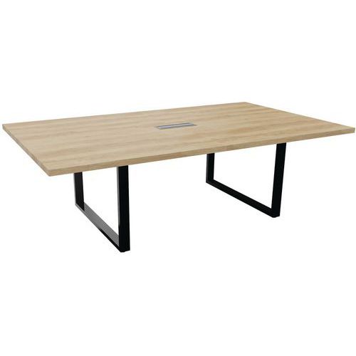 Vergadertafel B240 x D140 cm, bandvormig onderstel, zwart