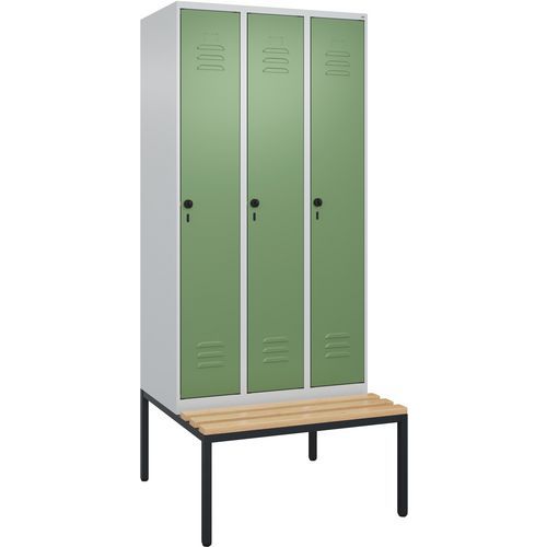 Garderobekast Classic PLUS op zitbank, 3 vaks, 30 cm - CP
