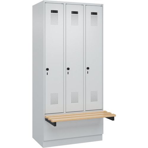 Garderobekast Evolo PLUS op zitbank, 3 vaks, 30 cm - CP