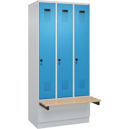 Garderobekast Evolo PLUS op zitbank, 3 vaks, 30 cm - CP