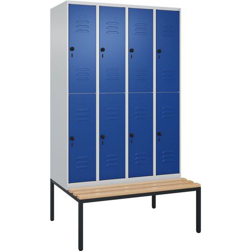 Vestiaire à deux niveaux Classic PLUS banc intégré - 8 casiers - CP