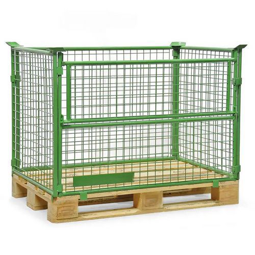 Stapelbare palletkist groen - 1/2 neerklapbare zijkant- Manutan Expert