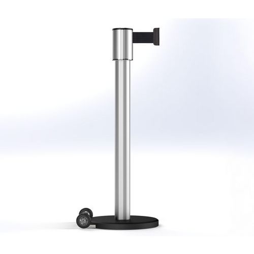 Afzetpaal Storetrac geanodiseerd trekband 10 m - met wielen - Beltrac
