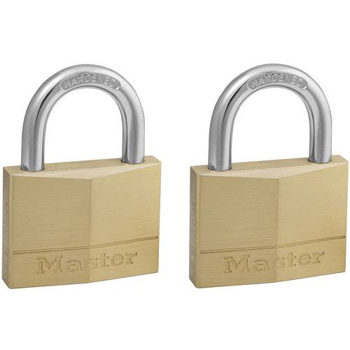Hangslot -massief messing - set van 2 - Master Lock