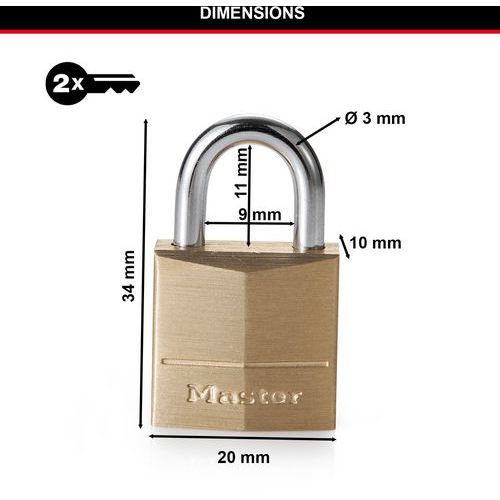 Beugelhangslot -massief messing - set van 2 - Master Lock