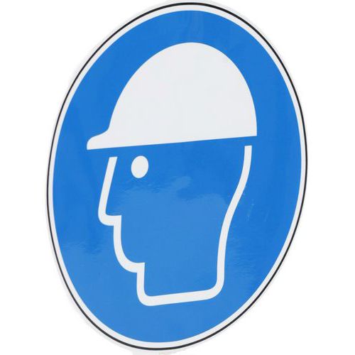 Panneau obligation - Casque de protection - Adhésif - Manutan Expert