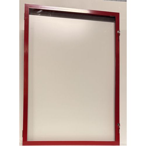 Buitenvitrine met draaideur - Aluminium achterwand - Rood frame - AME