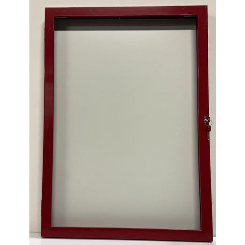 Buitenvitrine met draaideur - Aluminium achterwand - Rood frame - AME