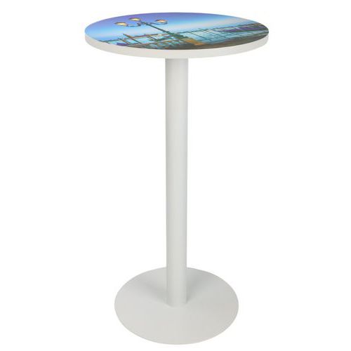 Hoge vergadertafel Easy Ø 60 cm, blad met decoratie - Manutan Expert