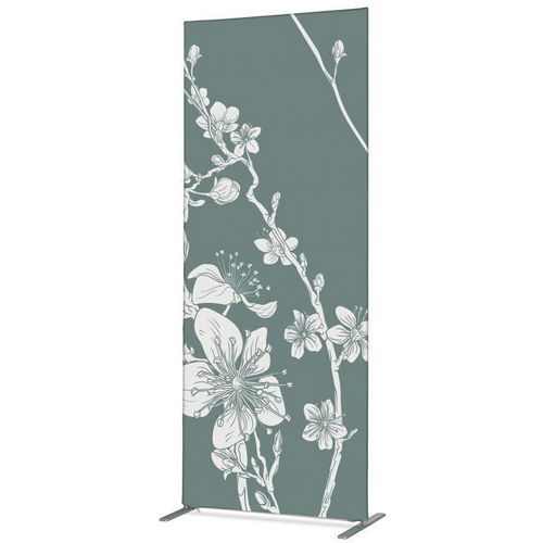 Cloison Deco En Tissu Fleurs De Cerisier Japonais Abstraites Vertes - Showdown Displays